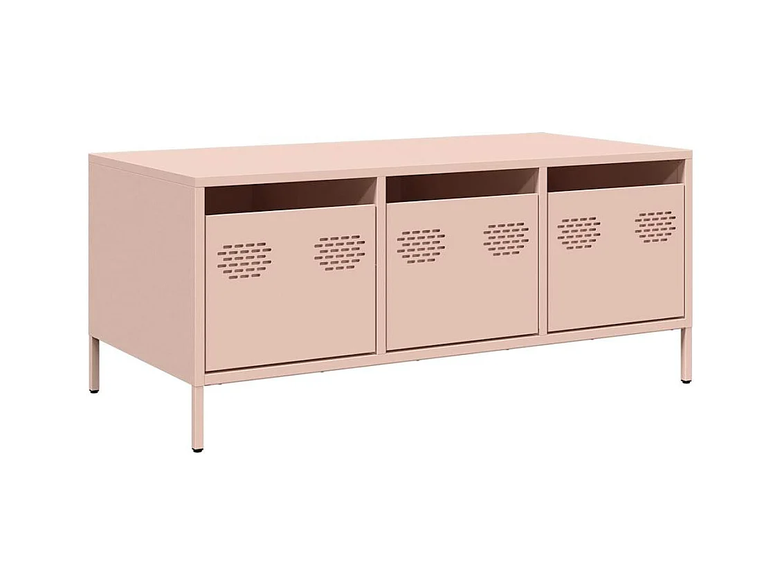 Table basse rose 101,5x50x43,5 cm acier laminé à froid