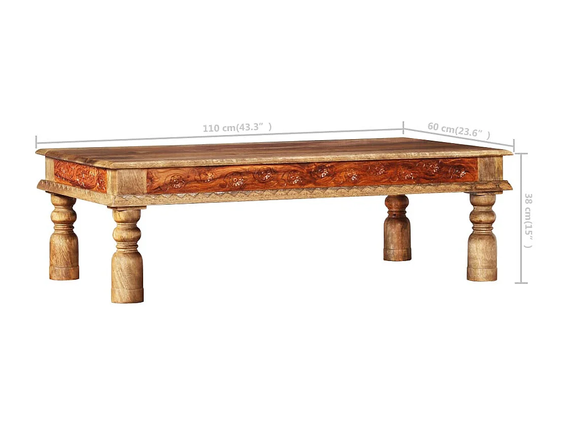 Mesa de centro madeiras mangueira/acácia maciças 110x60x38cm