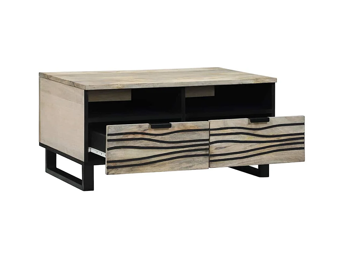 Table basse avec tiroir Beige et Noir 80 x 54 x 40 cm