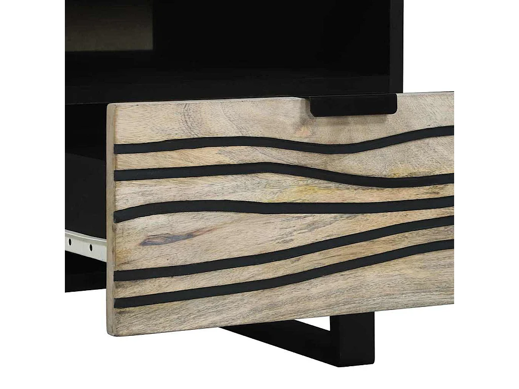Table basse avec tiroir Beige et Noir 80 x 54 x 40 cm