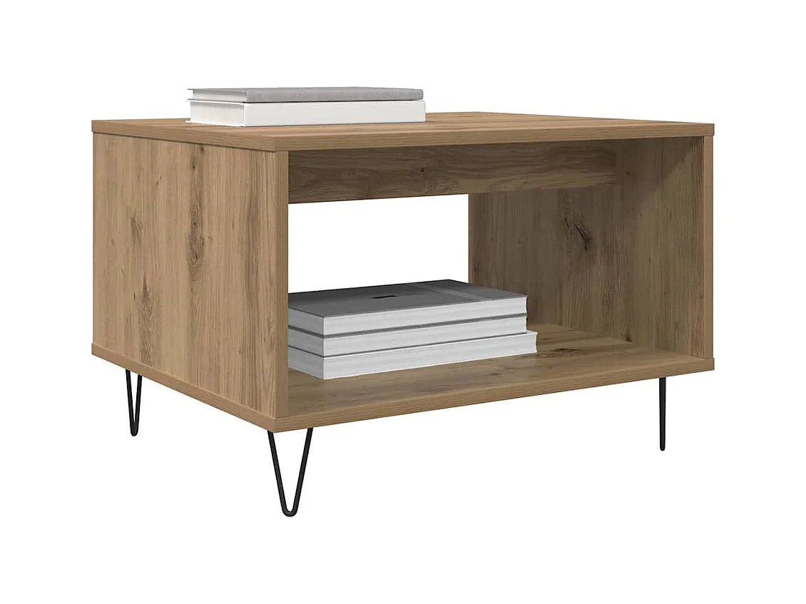 Table basse chêne artisanal 60 x 50 x 40 cm Bois d'ingénierie