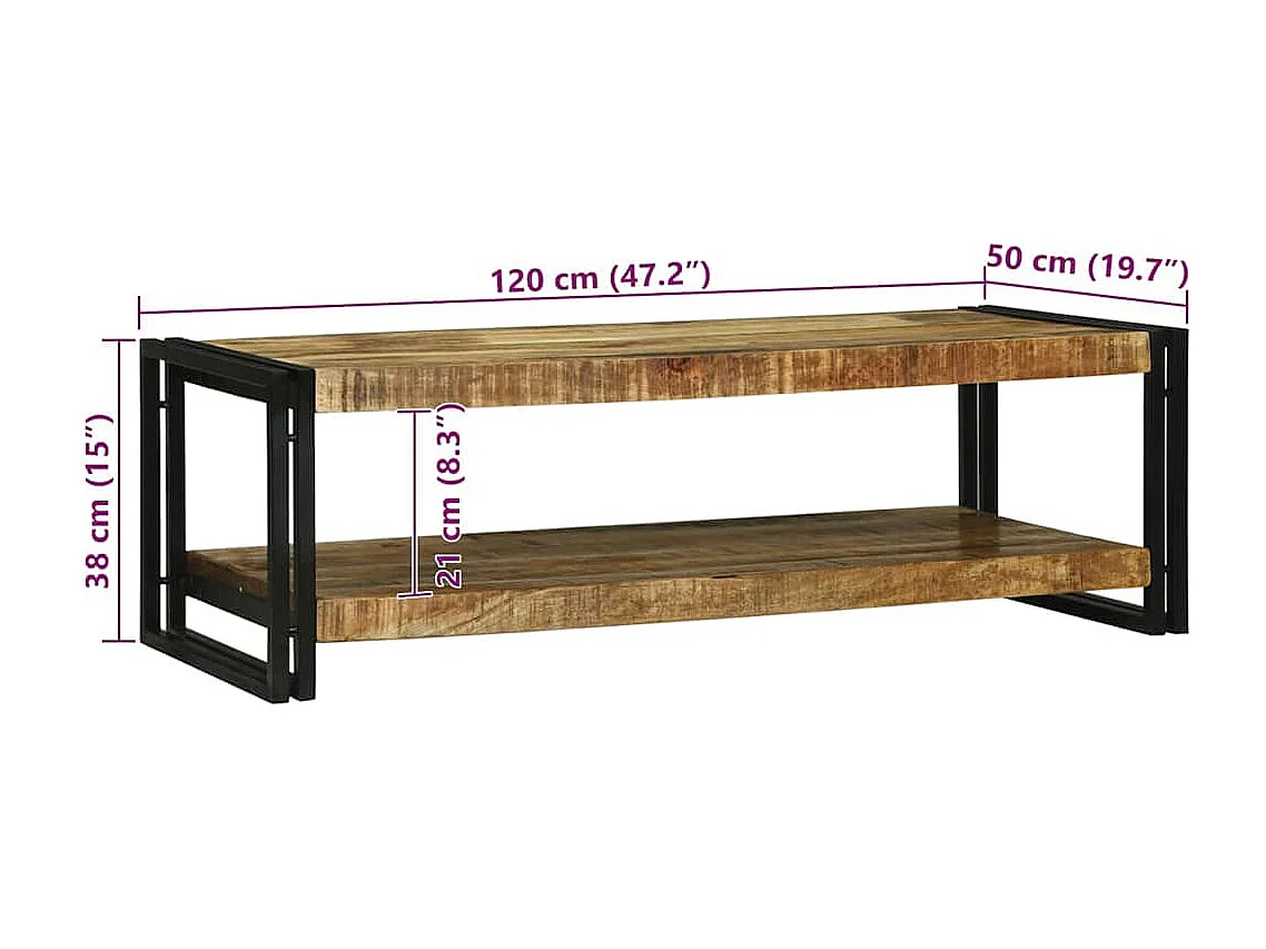 Mesa de Café Marrón 120 x 50 x 38 cm madera maciza de mango
