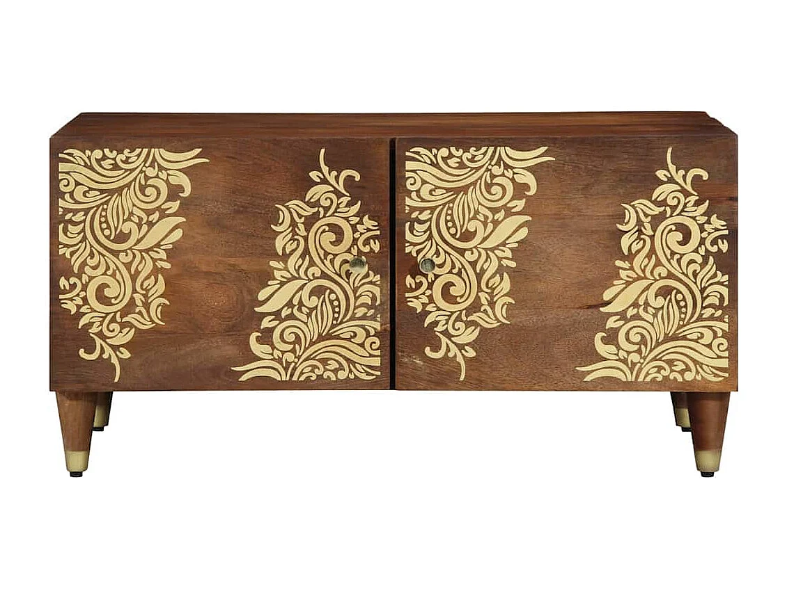 Table basse marron miel 80 x 50 x 40 cm bois de manguier massif