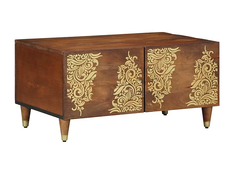 Table basse marron miel 80 x 50 x 40 cm bois de manguier massif