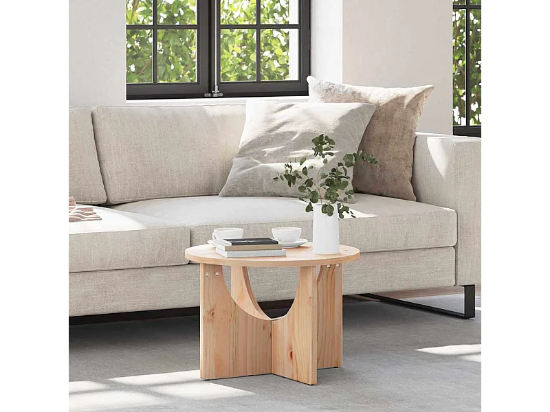 Mesa de Café Natural 50 x 50 x 35 cm Madera maciza de pino