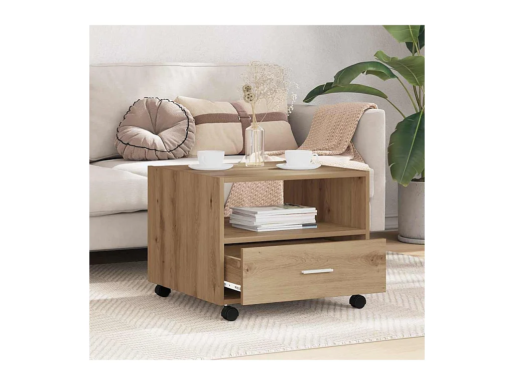 Table basse chêne artisanal 55 x 55 x 45 cm Bois d'ingénierie