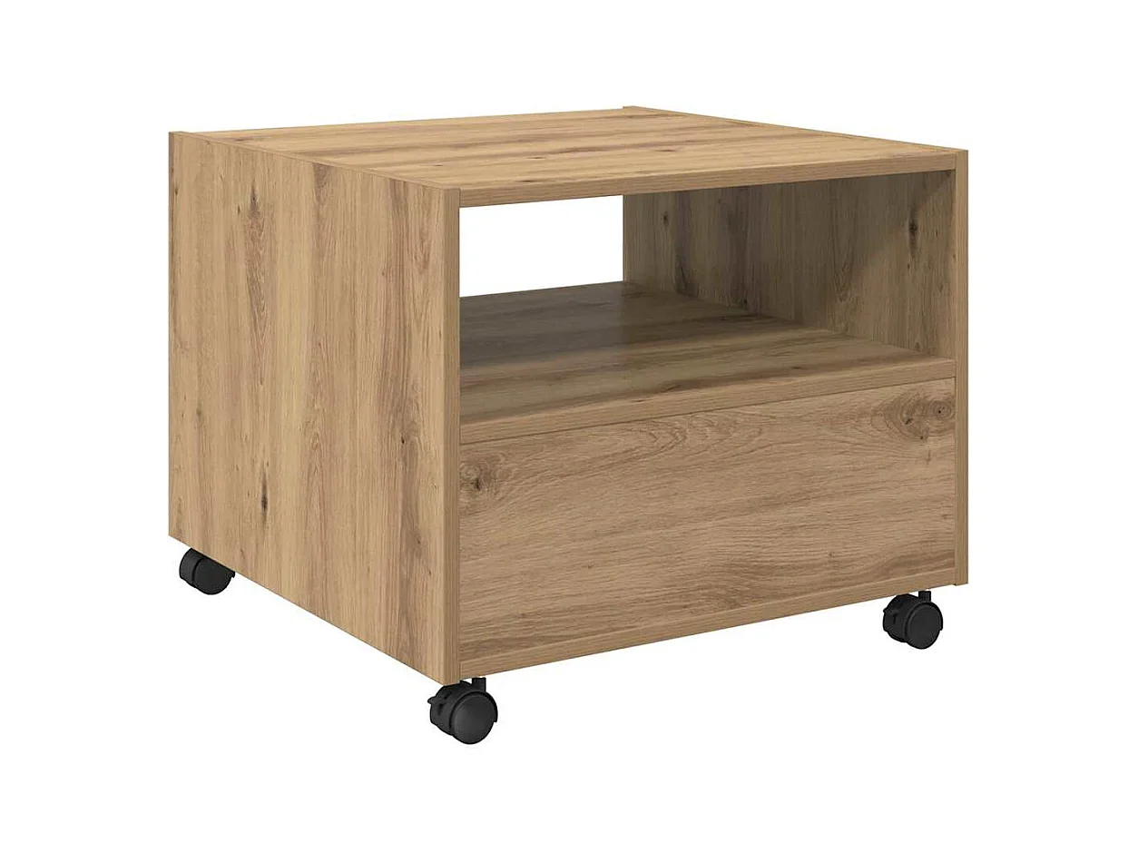 Table basse chêne artisanal 55 x 55 x 45 cm Bois d'ingénierie