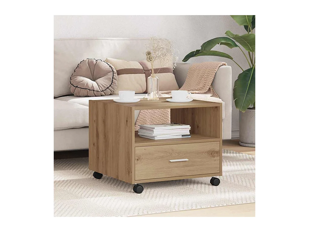 Salontafel artisanaal eikenkleurig 55 x 55 x 45 cm Bewerkt hout