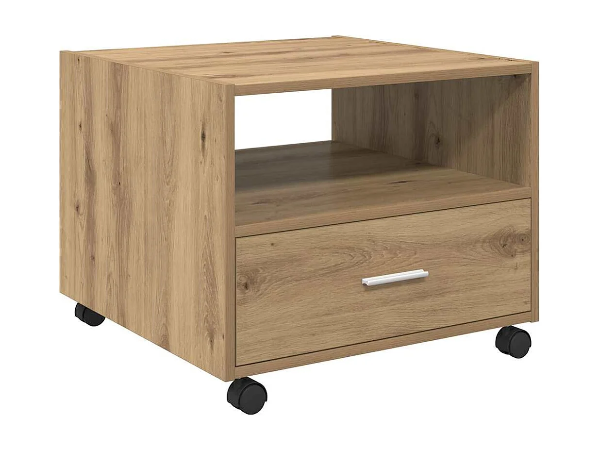 Salontafel artisanaal eikenkleurig 55 x 55 x 45 cm Bewerkt hout