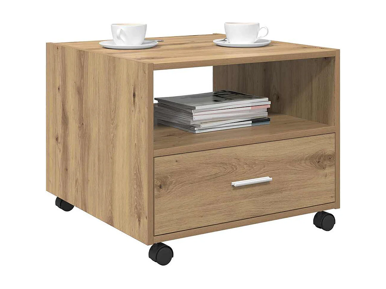 Salontafel artisanaal eikenkleurig 55 x 55 x 45 cm Bewerkt hout