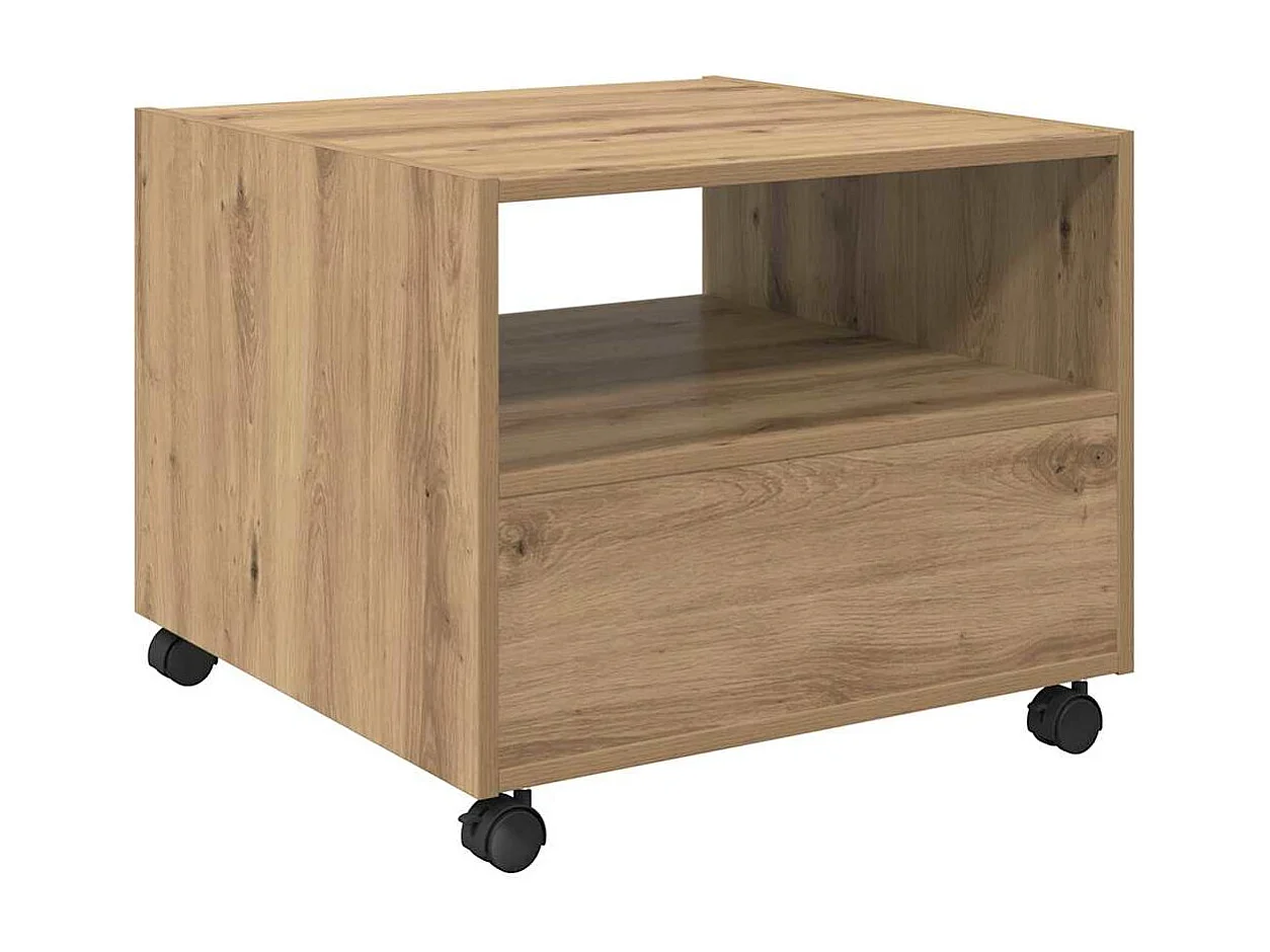 Salontafel artisanaal eikenkleurig 55 x 55 x 45 cm Bewerkt hout