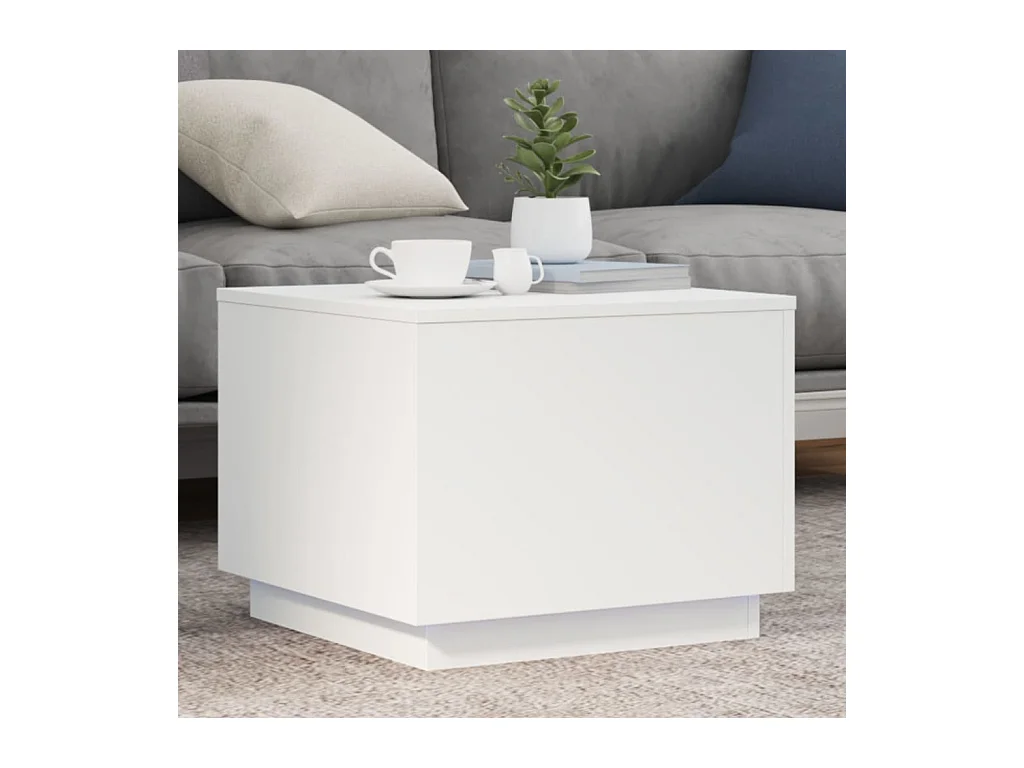 Table basse avec lumières LED blanc 50x50x40 cm