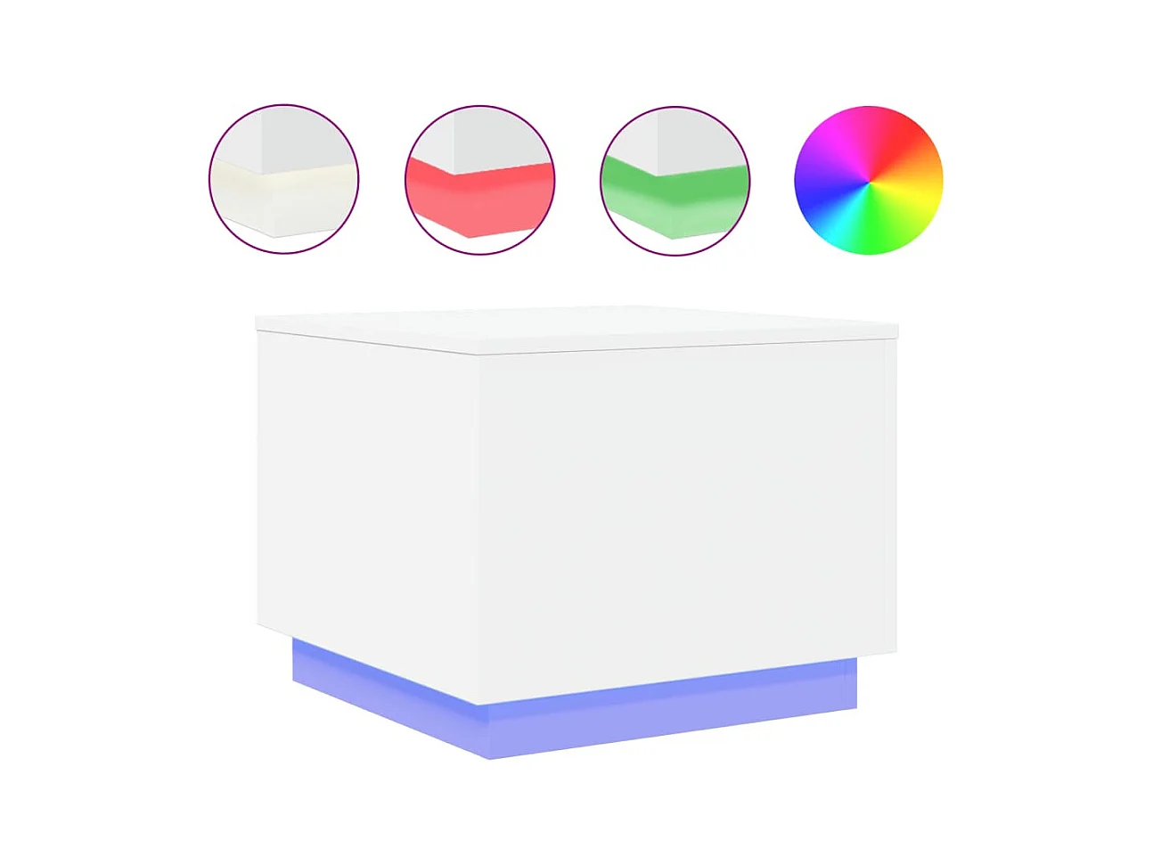 Table basse avec lumières LED blanc 50x50x40 cm