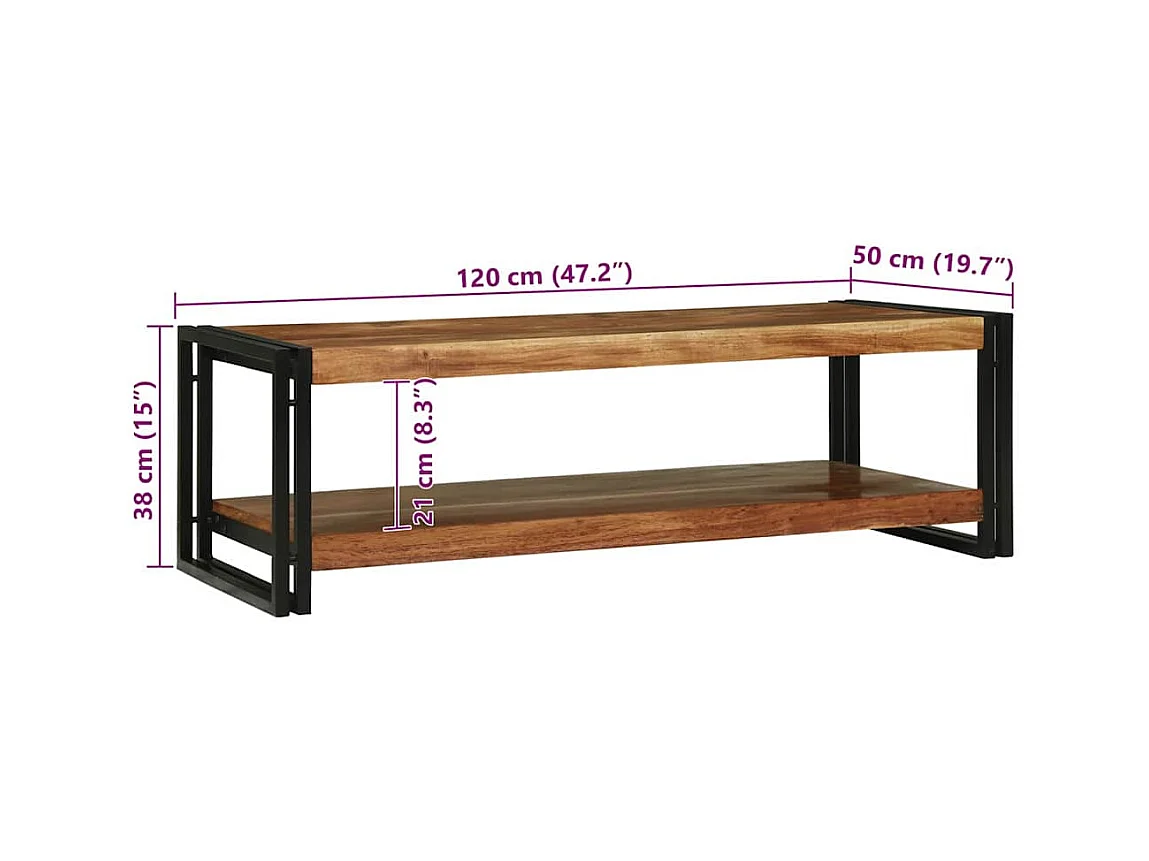 Table basse Marron 120 x 50 x 38 cm Bois d'acacia massif