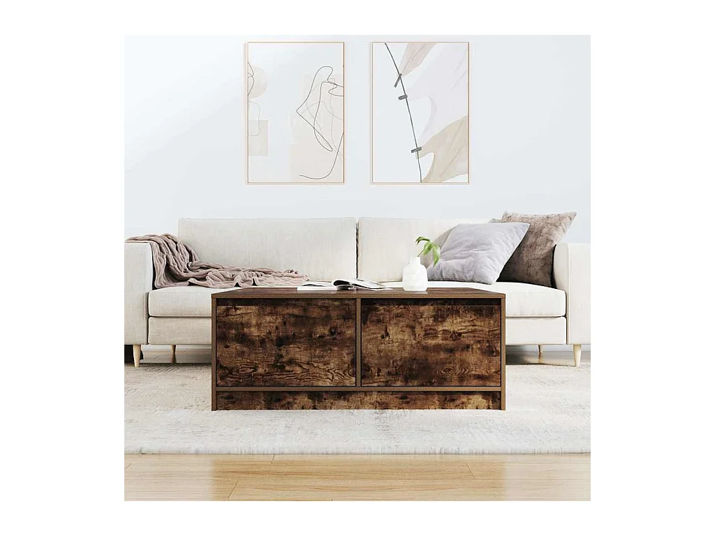 Table basse avec tiroirs chêne fumé 100x100x40 cm