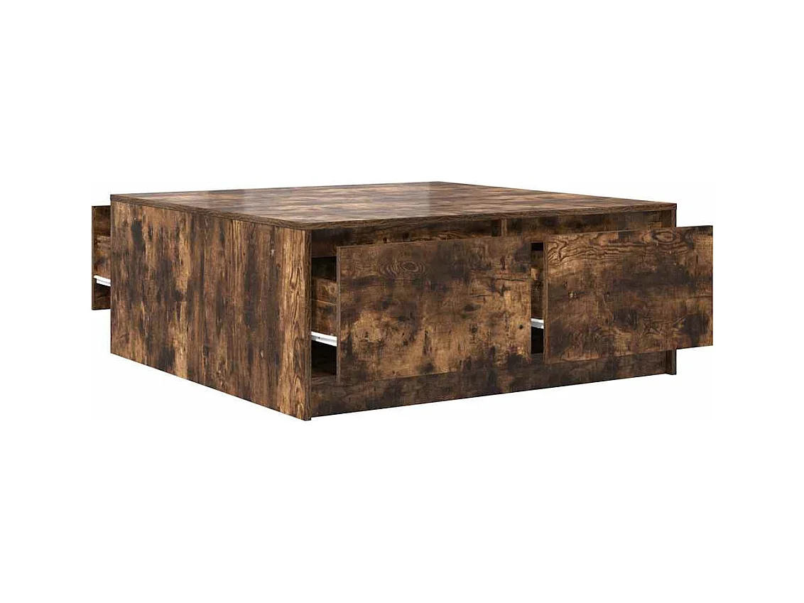 Table basse avec tiroirs chêne fumé 100x100x40 cm