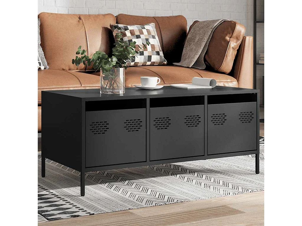 Mesa de centro acero laminado en frío negro 101,5x50x43,5 cm