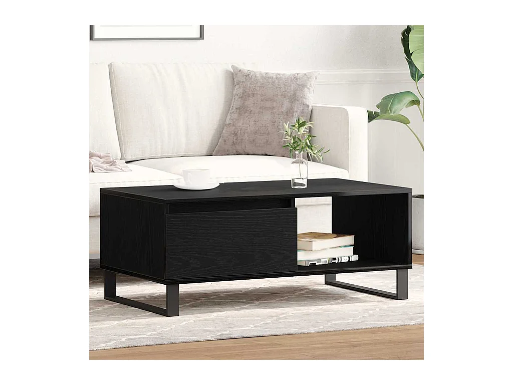 Mesa de Café with Drawer Carvalho preto 90 x 50 x 36,5 cm