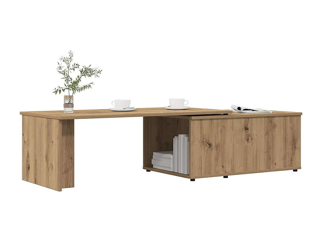 Table basse chêne artisanal 150x50x35 cm bois d'ingénierie