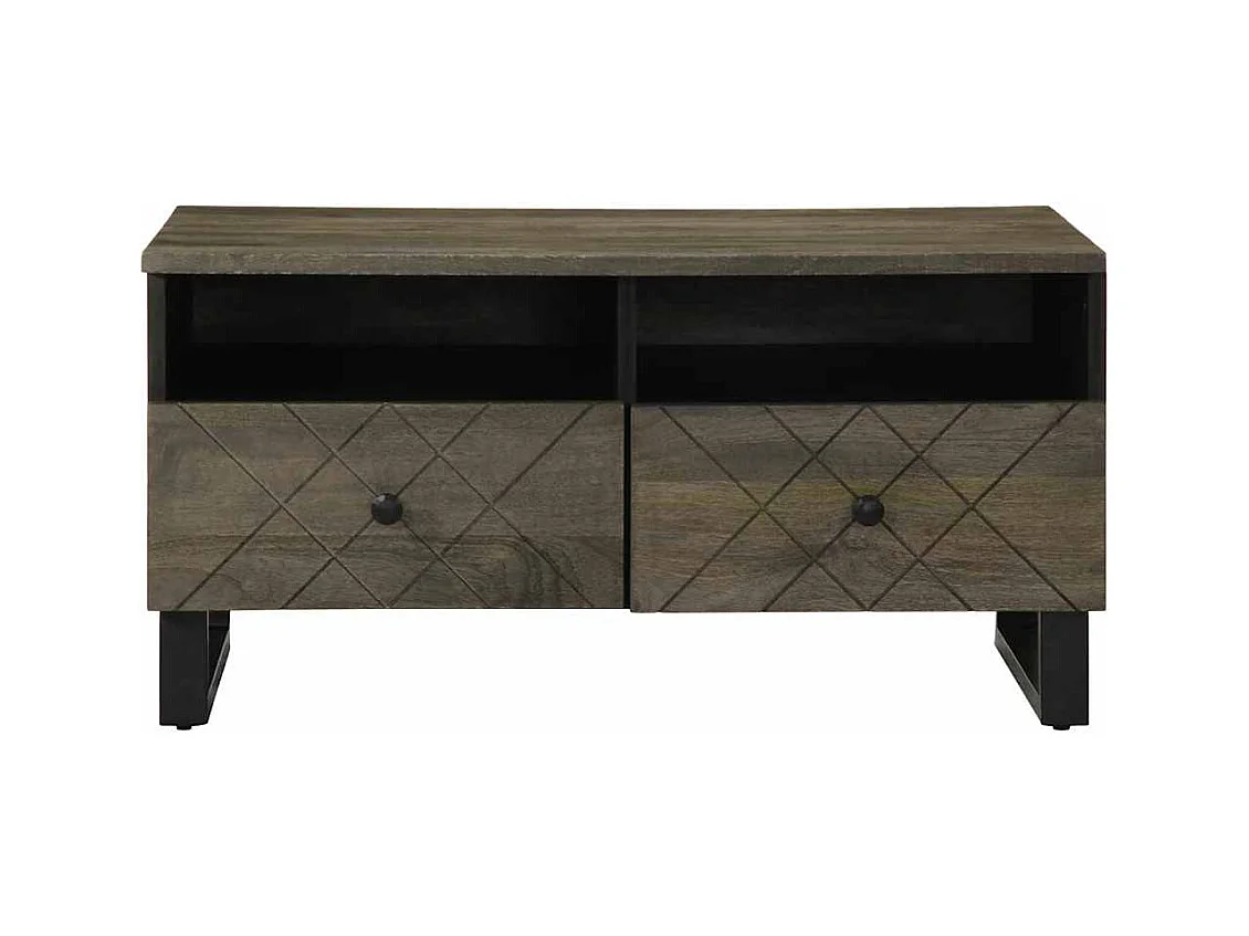 Table basse noir 80x54x40 cm bois massif de manguier