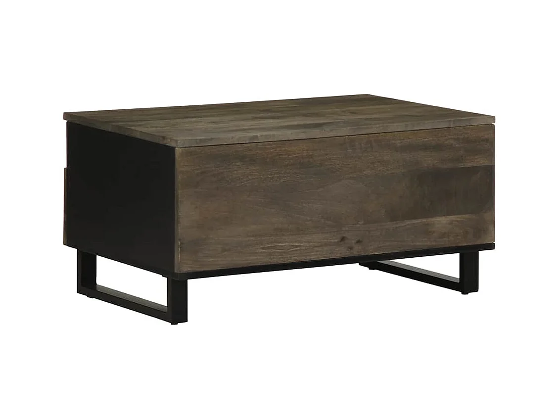 Table basse noir 80x54x40 cm bois massif de manguier