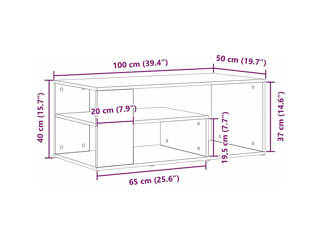Salontafel Zwart eiken 100 x 50 x 40 cm Bewerkt hout