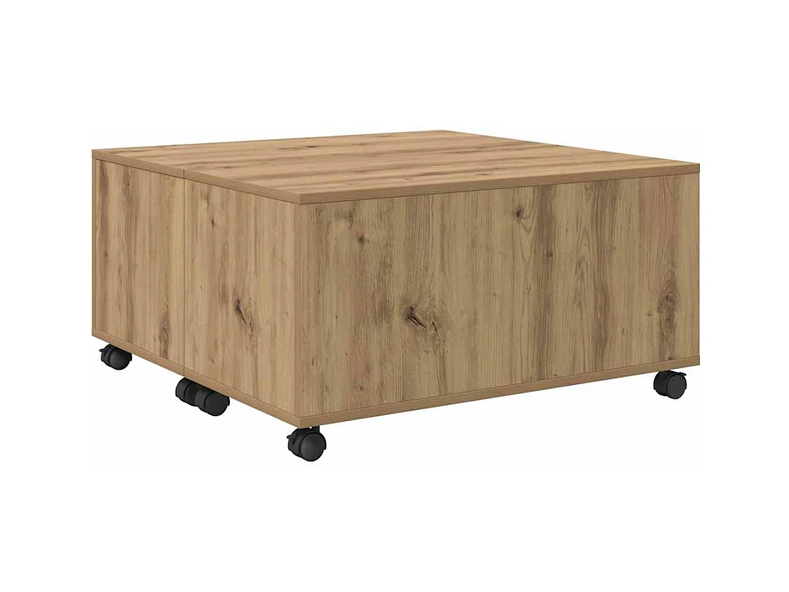 Table basse chêne artisanal 75 x 75 x 38 cm Bois d'ingénierie