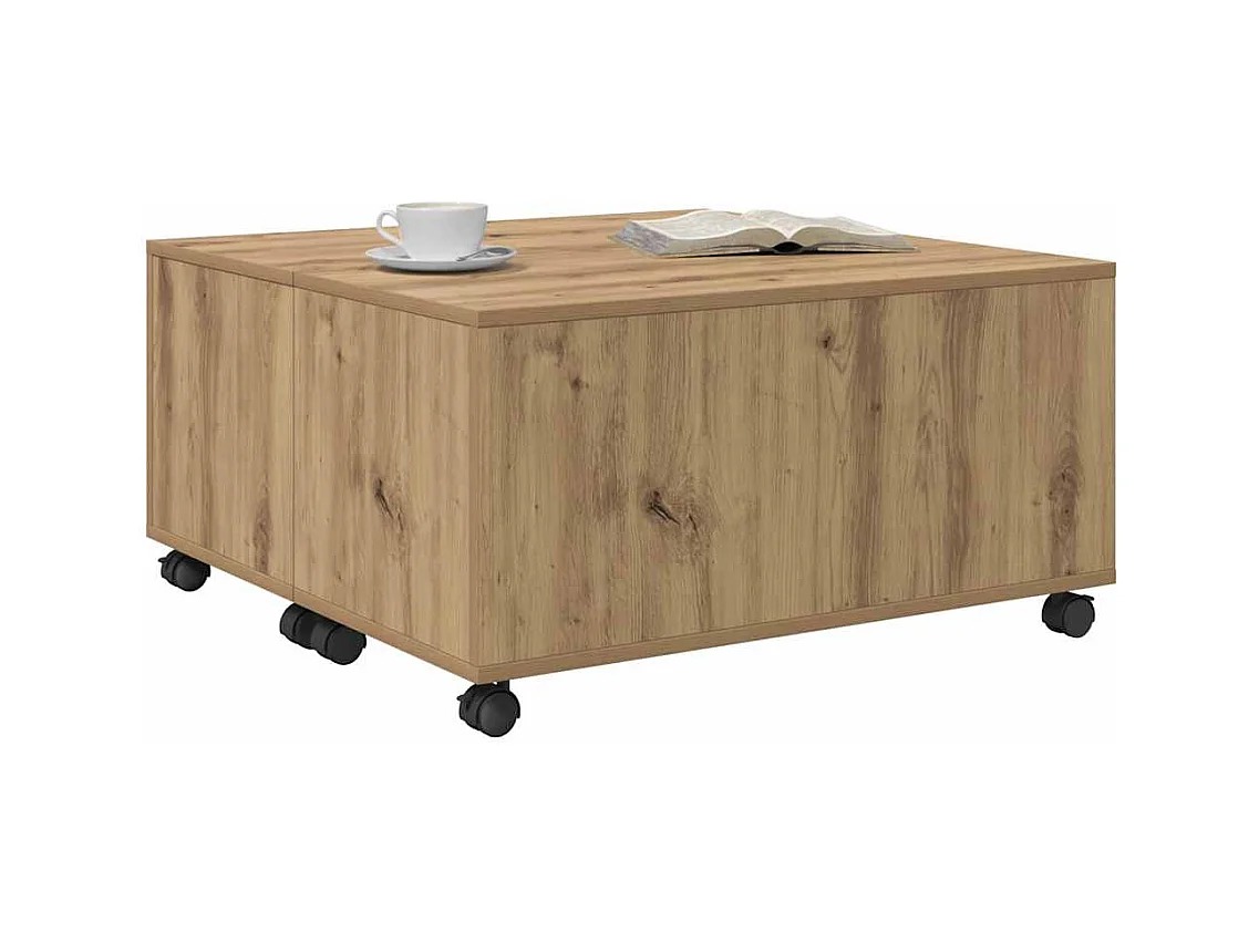 Table basse chêne artisanal 75 x 75 x 38 cm Bois d'ingénierie