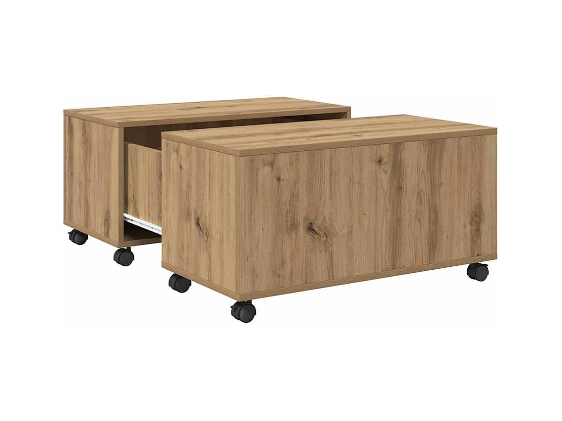 Table basse chêne artisanal 75 x 75 x 38 cm Bois d'ingénierie