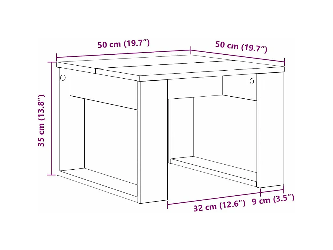 Table basse Chêne noir 50 x 50 x 35 cm Bois d'ingénierie