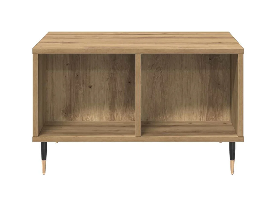 Table basse chêne artisanal 60x50x36,5 cm bois d'ingénierie