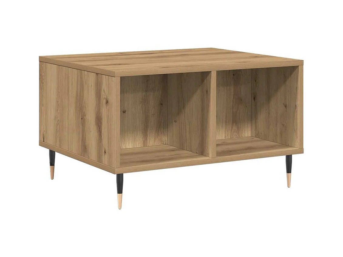 Table basse chêne artisanal 60x50x36,5 cm bois d'ingénierie