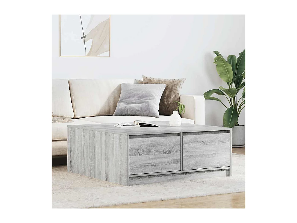 Table basse avec tiroirs sonoma gris 100x100x40 cm