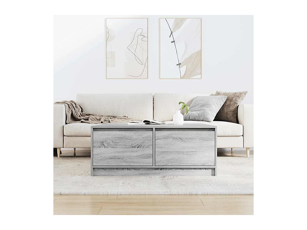 Table basse avec tiroirs sonoma gris 100x100x40 cm