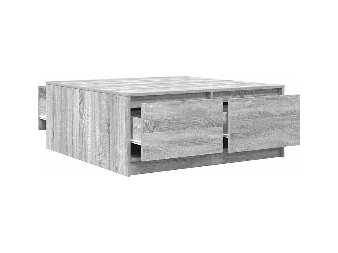 Table basse avec tiroirs sonoma gris 100x100x40 cm
