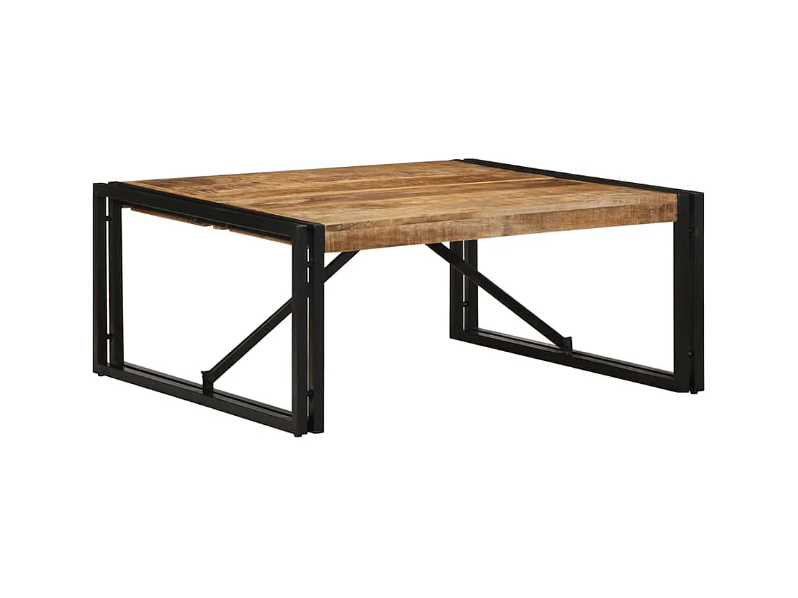 Mesa de centro 80x80x35 cm madera maciza de mango rugosa