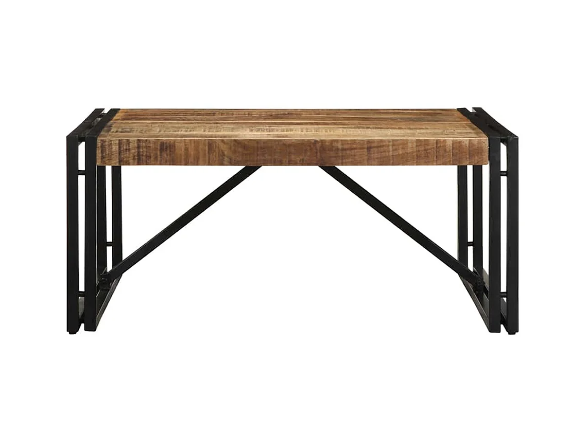 Mesa de centro 80x80x35 cm madera maciza de mango rugosa