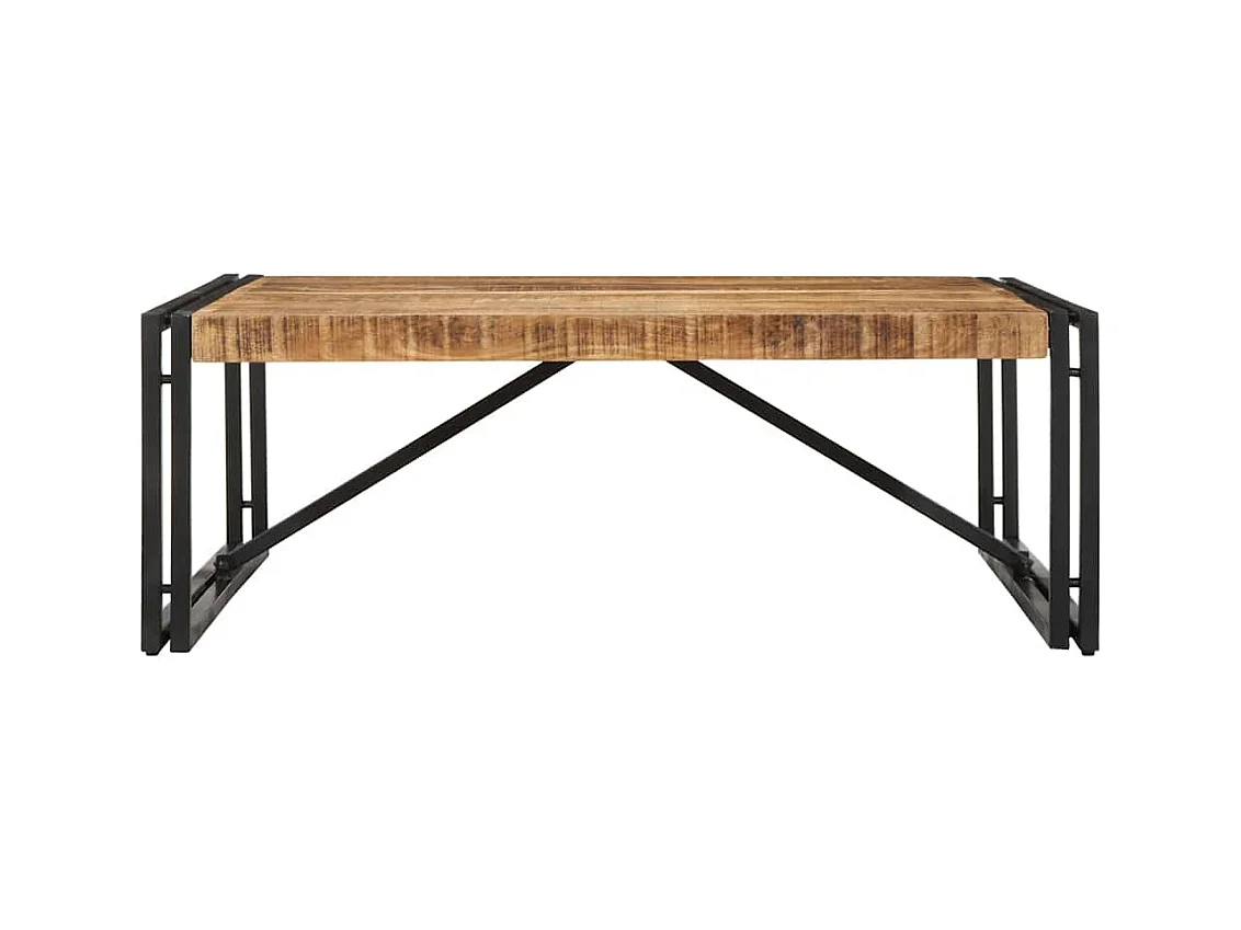 Mesa de centro de madera maciza de mango rugosa 100x100x35 cm