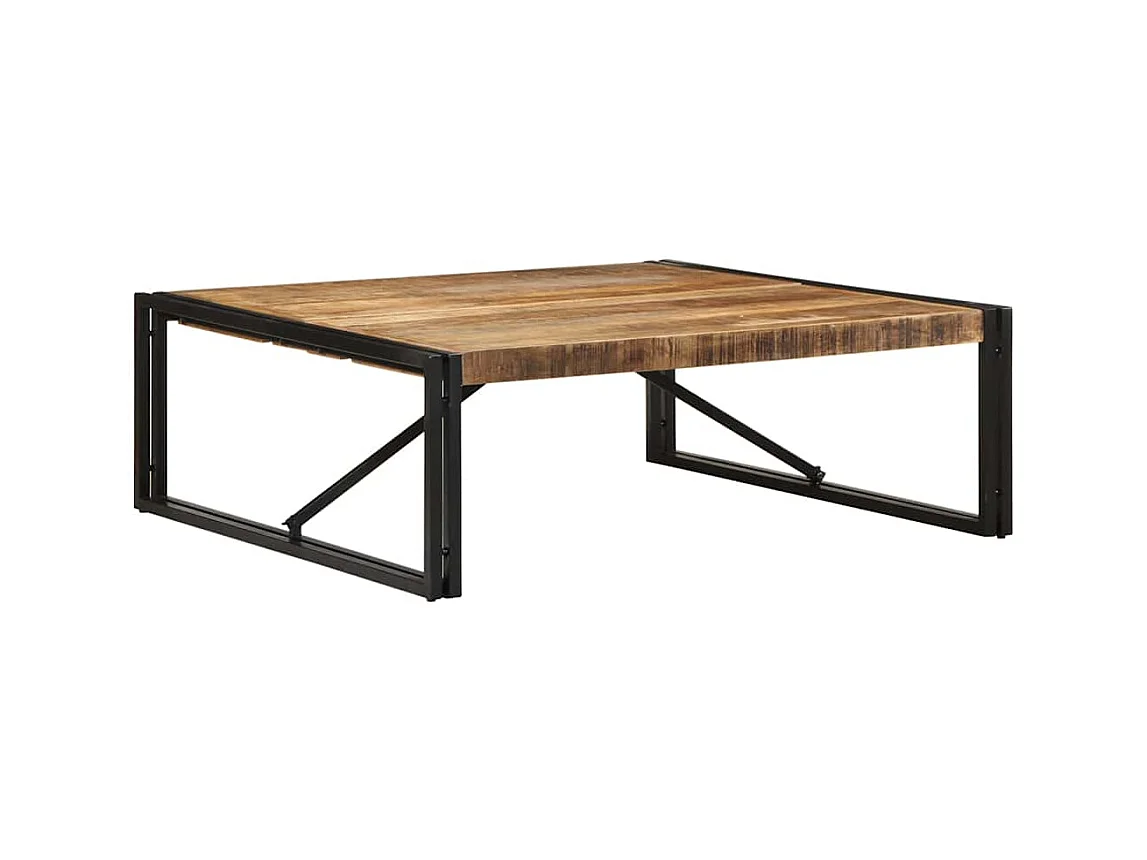 Mesa de centro de madera maciza de mango rugosa 100x100x35 cm