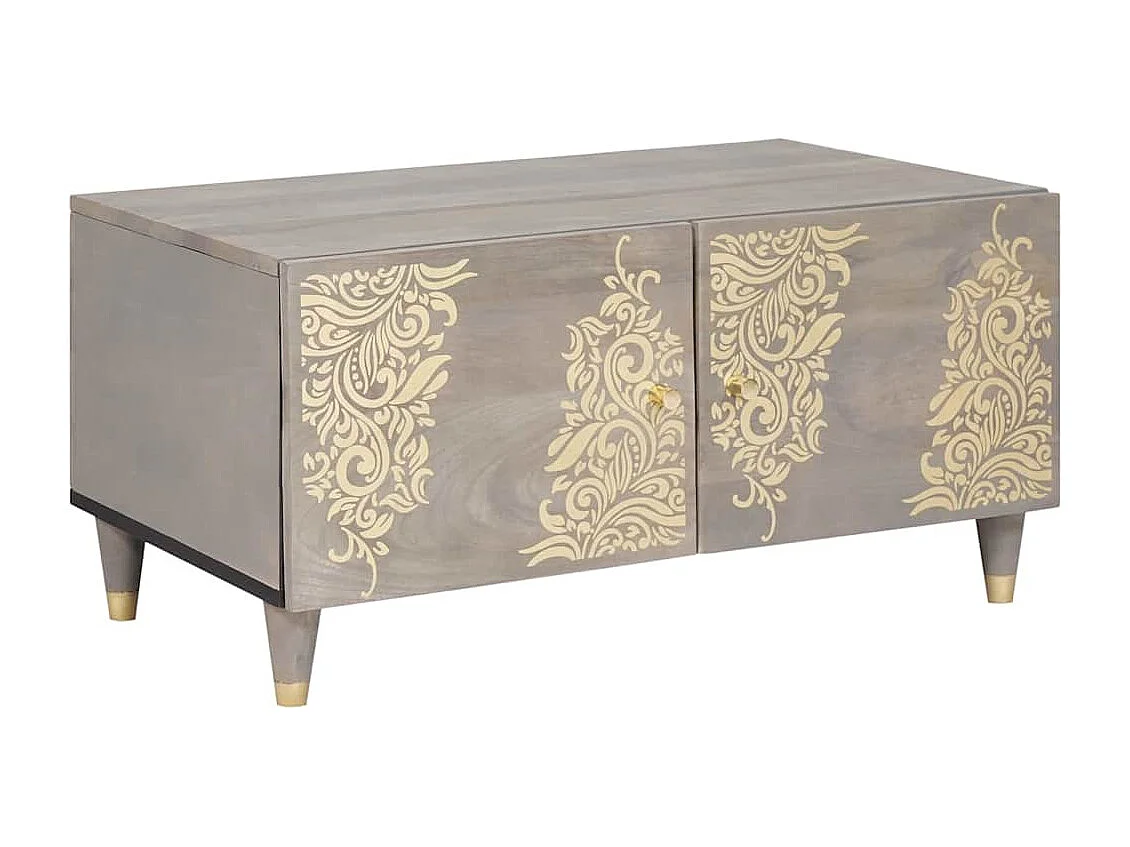 Table basse Gris 80 x 50 x 40 cm bois de manguier massif