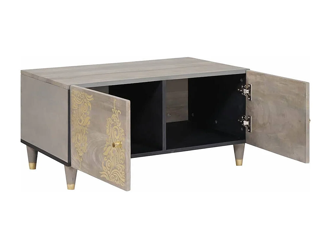 Table basse Gris 80 x 50 x 40 cm bois de manguier massif