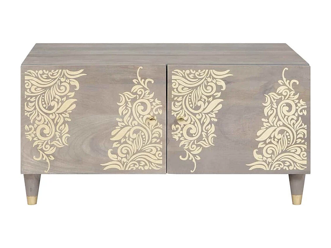 Table basse Gris 80 x 50 x 40 cm bois de manguier massif