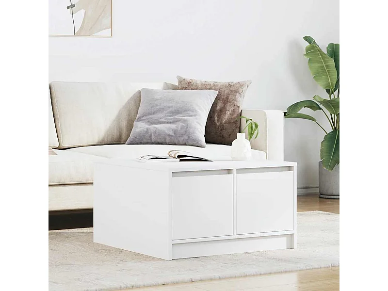 Mesa de centro com gavetas 70,5x70x40 cm branco