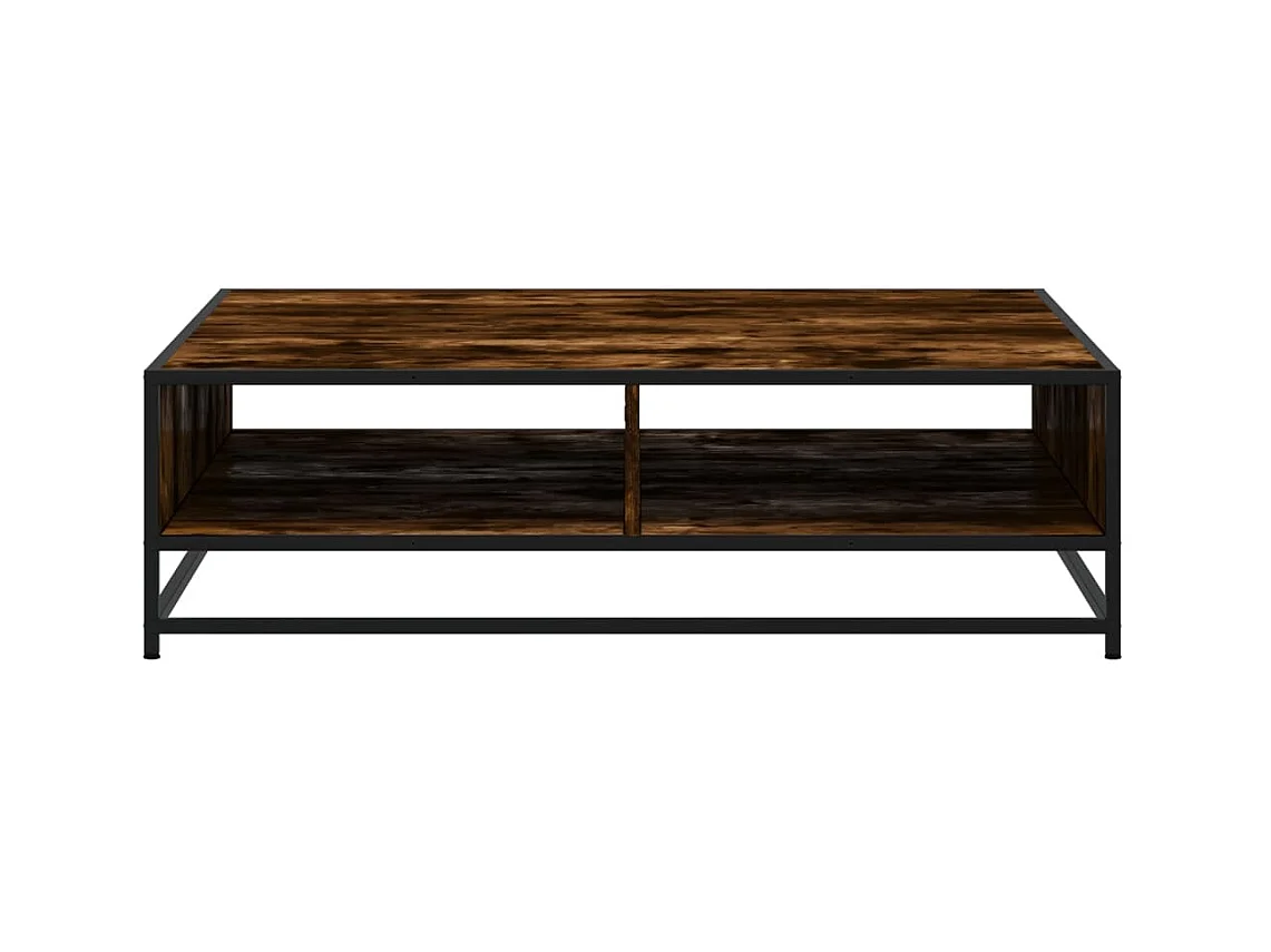 Table basse chêne fumé 100x100x30 cm bois d'ingénierie et métal