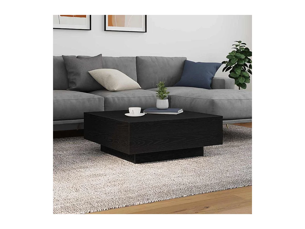Salontafel Zwart eiken 80 x 80 x 31 cm Bewerkt hout
