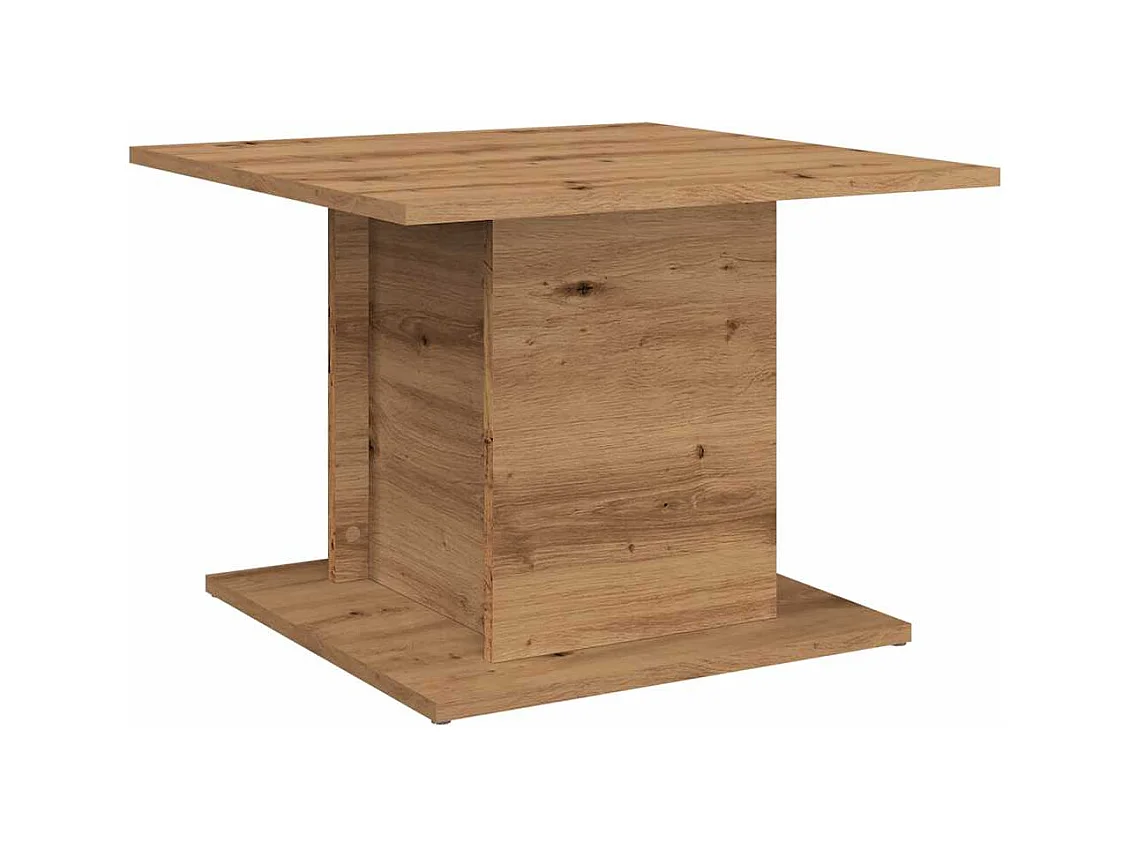 Table basse chêne artisanal 55,5x55,5x40 cm bois d'ingénierie