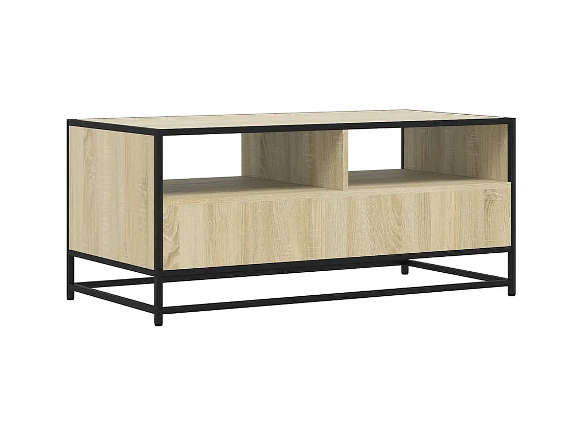 Table basse chêne sonoma 100x50x45cm bois d'ingénierie et métal