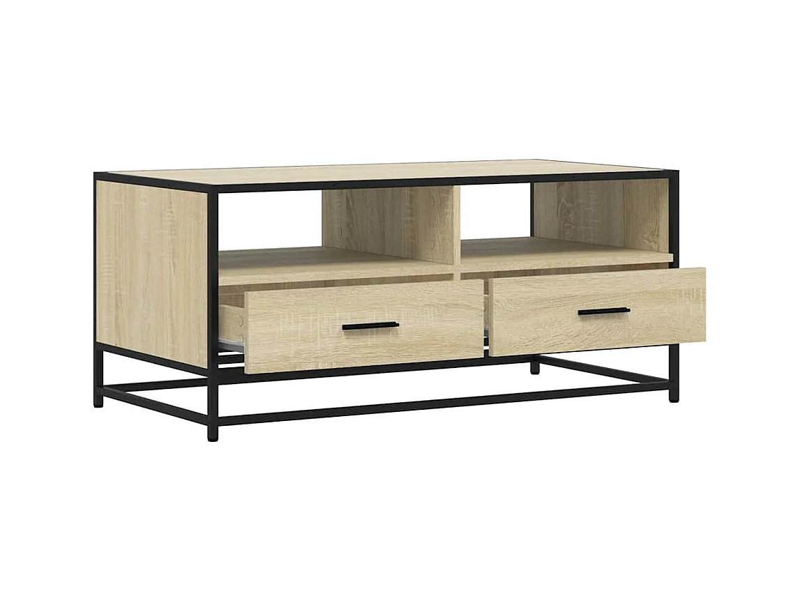 Table basse chêne sonoma 100x50x45cm bois d'ingénierie et métal