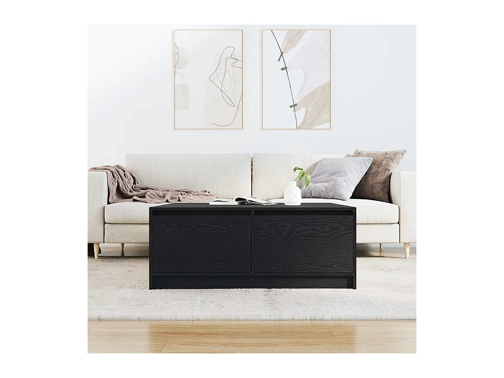 Table basse avec tiroirs chêne noir 100x100x40 cm