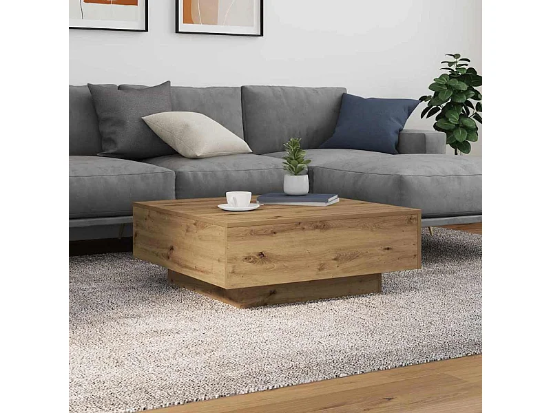 Mesa de Café Roble artisan 80 x 80 x 31 cm Madera contrachapada